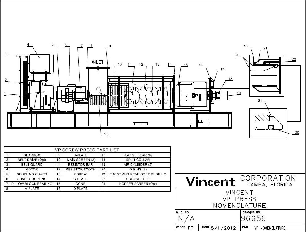 Vincent VP Press Nomenclature and Part List